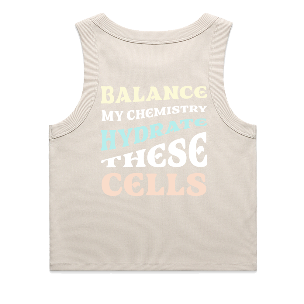 Women’s The Body Talks Crop Ribbed Tank (Pebble)