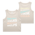 Women’s The Body Talks Crop Ribbed Tank (Pebble)